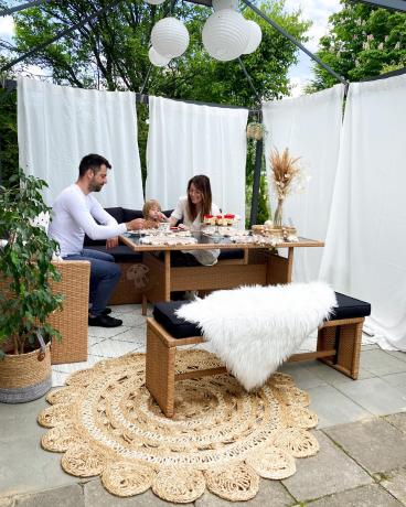 Technorattanowy zestaw ogrodowy z ławką