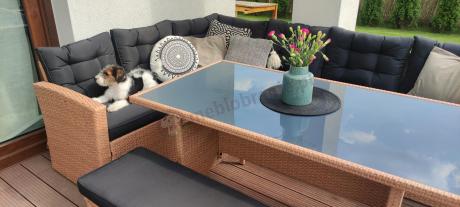 Technorattanowy zestaw ogrodowy z ławką