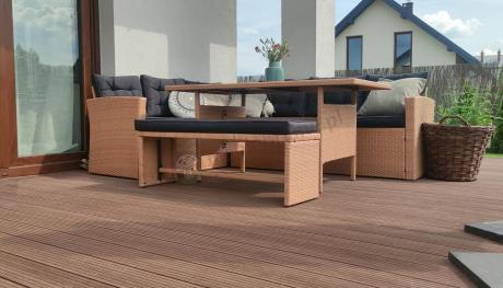 Technorattanowy zestaw ogrodowy z ławką