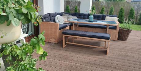 Technorattanowy zestaw ogrodowy z ławką