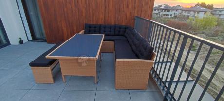 Technorattanowy zestaw ogrodowy z ławką