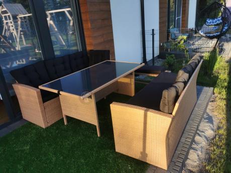 Technorattanowy zestaw ogrodowy z ławką