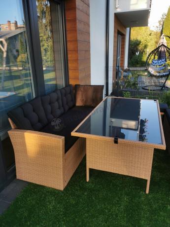 Technorattanowy zestaw ogrodowy z ławką