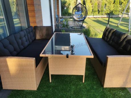 Technorattanowy zestaw ogrodowy z ławką