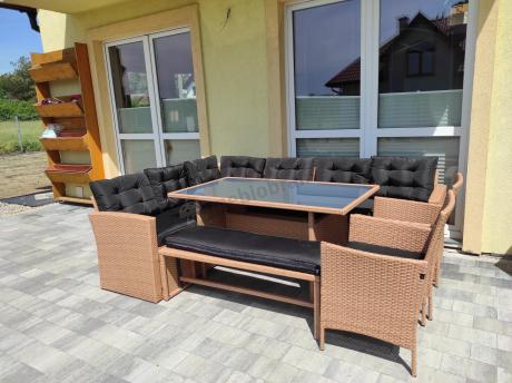 Technorattanowy zestaw ogrodowy z ławką