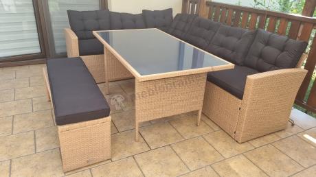 Technorattanowy zestaw ogrodowy z ławką