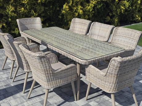 Technorattanowy zestaw ogrodowy ze stołem i 8 fotelami Tonitto Dining - Beige