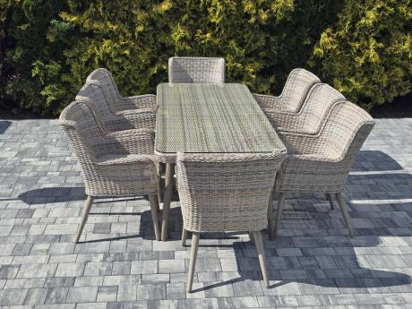 Technorattanowy zestaw ogrodowy ze stołem i 8 fotelami Tonitto Dining - Beige