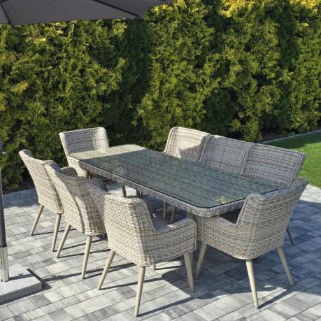 Technorattanowy zestaw ogrodowy ze stołem i 8 fotelami Tonitto Dining - Beige
