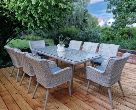 Technorattanowy zestaw ogrodowy ze stołem i 8 fotelami Tonitto Dining - Beige