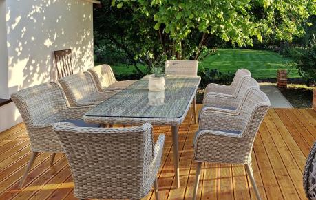 Technorattanowy zestaw ogrodowy ze stołem i 8 fotelami Tonitto Dining - Beige