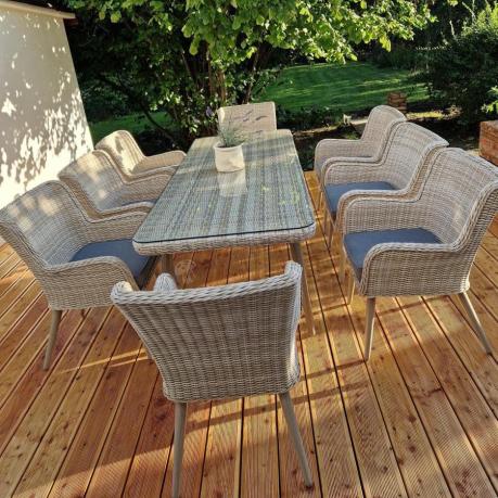 Technorattanowy zestaw ogrodowy ze stołem i 8 fotelami Tonitto Dining - Beige