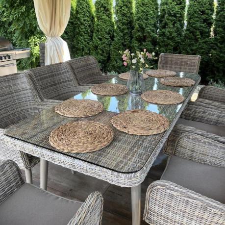 Technorattanowy zestaw ogrodowy ze stołem i 8 fotelami Tonitto Dining - Beige