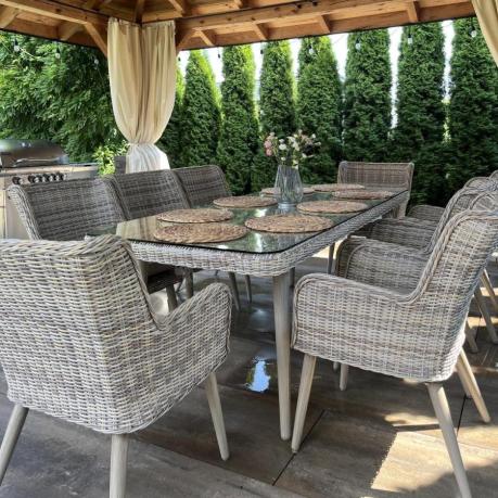 Technorattanowy zestaw ogrodowy ze stołem i 8 fotelami Tonitto Dining - Beige
