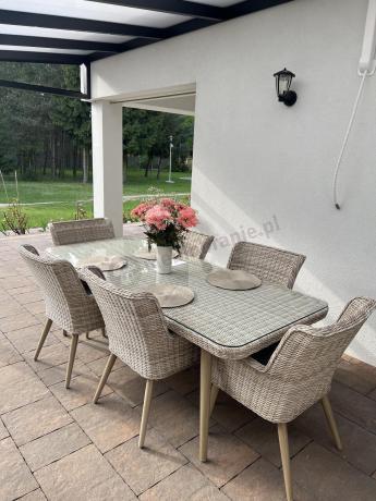 Technorattanowy zestaw ogrodowy ze stołem i 8 fotelami Tonitto Dining - Creme