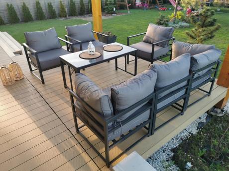 Trzyosobowa sofa ogrodowa 200cm z fotelami Trapeno grafit