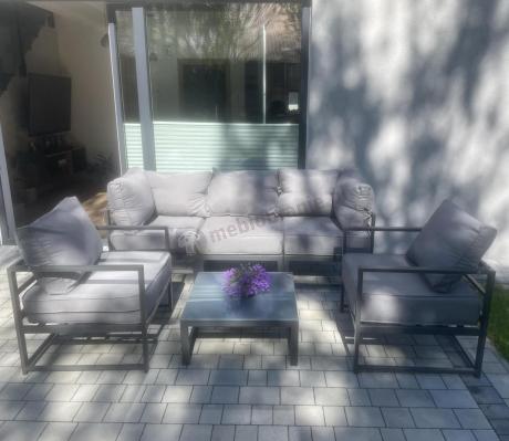 Trzyosobowa sofa ogrodowa 200cm z fotelami Trapeno grafit
