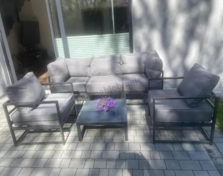 Trzyosobowa sofa ogrodowa 200cm z fotelami Trapeno grafit