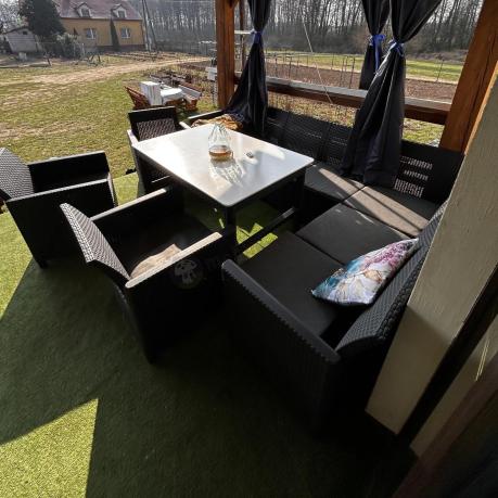 Zestaw dla 10 osób z narożnikiem Nedler VII, stołem podnoszonym i 3 fotelami - grafit
