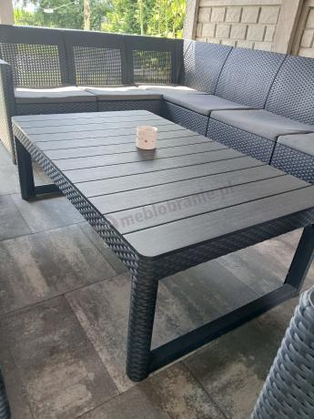 Zestaw dla 10 osób z narożnikiem Nedler VII, stołem podnoszonym i 3 fotelami - grafit