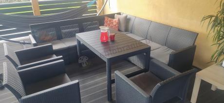 Zestaw dla 10 osób z narożnikiem Nedler VII, stołem podnoszonym i 3 fotelami - grafit