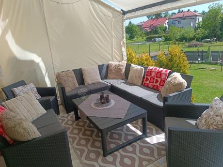 Zestaw dla 10 osób z narożnikiem Nedler VII, stołem podnoszonym i 3 fotelami - grafit