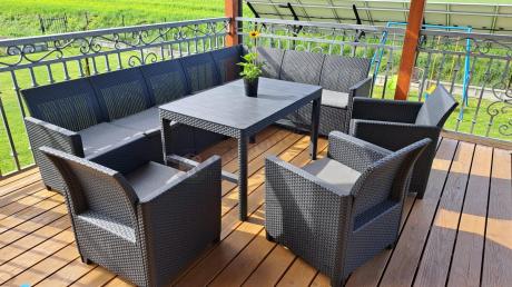 Zestaw dla 10 osób z narożnikiem Nedler VII, stołem podnoszonym i 3 fotelami - grafit