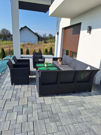 Zestaw dla 10 osób z narożnikiem Nedler VII, stołem podnoszonym i 3 fotelami - grafit