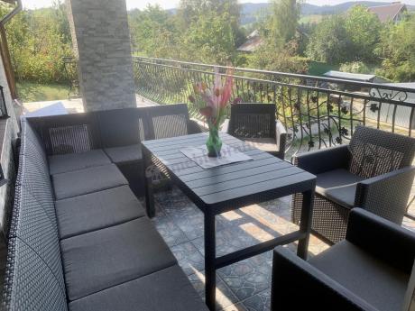 Zestaw dla 10 osób z narożnikiem Nedler VII, stołem podnoszonym i 3 fotelami - grafit