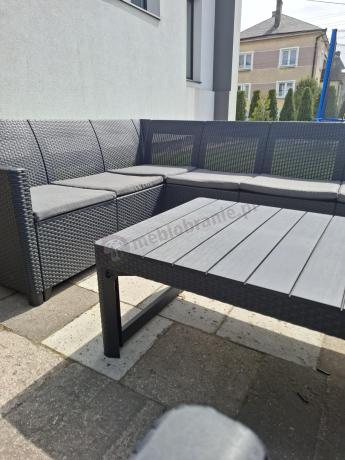 Zestaw dla 10 osób z narożnikiem Nedler VII, stołem podnoszonym i 3 fotelami - grafit