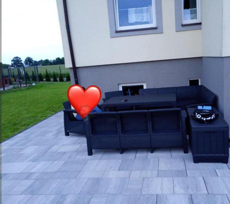 Zestaw dla 10 osób z narożnikiem, stołem obiadowym i trzema fotelami Rellme VII grafitowy