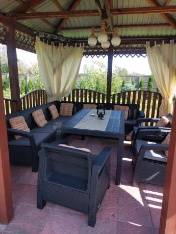 Zestaw dla 10 osób z narożnikiem, stołem obiadowym i trzema fotelami Rellme VII grafitowy