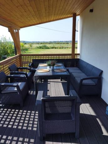 Zestaw dla 10 osób z narożnikiem, stołem obiadowym i trzema fotelami Rellme VII grafitowy