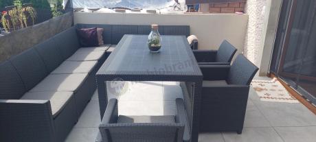 Zestaw dla 11 osób z narożnikiem Nedler VIII, trzema fotelami i stołem obiadowym - grafit