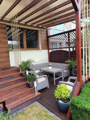 Zestaw dla 8 osób z narożnikiem, stołem podnoszonym i dwoma fotelami Relly VI capuccino