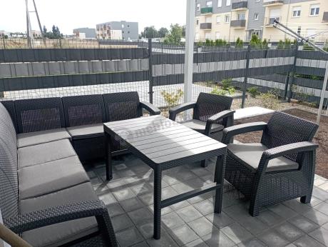 Zestaw dla 8 osób z narożnikiem, stołem podnoszonym i dwoma fotelami Relly VI grafit