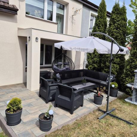 Zestaw dla 8 osób z narożnikiem, stołem podnoszonym i dwoma fotelami Relly VI grafit