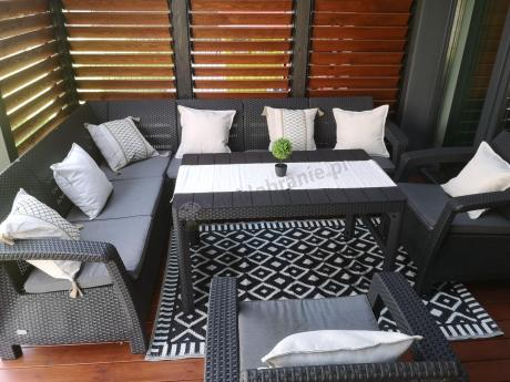 Zestaw dla 8 osób z narożnikiem, stołem podnoszonym i dwoma fotelami Relly VI grafit