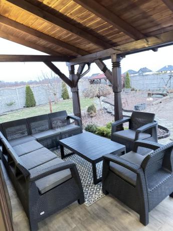 Zestaw dla 8 osób z narożnikiem, stołem podnoszonym i dwoma fotelami Relly VI grafit