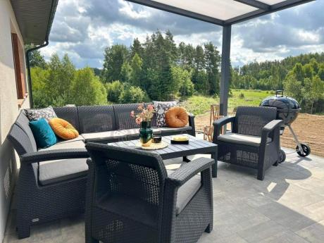 Zestaw dla 8 osób z narożnikiem, stołem podnoszonym i dwoma fotelami Relly VI grafit