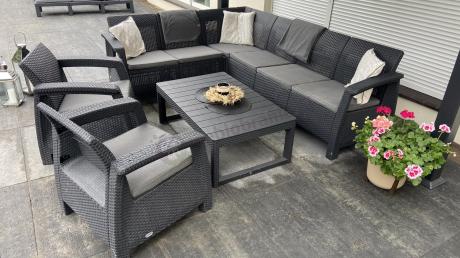 Zestaw dla 8 osób z narożnikiem, stołem podnoszonym i dwoma fotelami Relly VI grafit