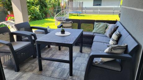 Zestaw dla 8 osób z narożnikiem, stołem podnoszonym i dwoma fotelami Relly VI grafit