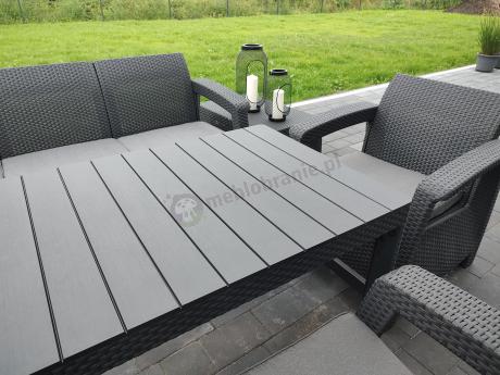 Zestaw dla 8 osób z narożnikiem, stołem podnoszonym i dwoma fotelami Relly VI grafit