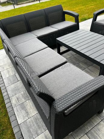 Zestaw dla 8 osób z narożnikiem, stołem podnoszonym i dwoma fotelami Relly VI grafit