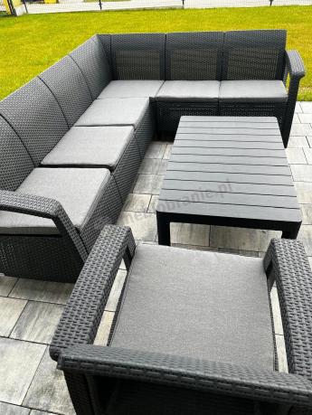 Zestaw dla 8 osób z narożnikiem, stołem podnoszonym i dwoma fotelami Relly VI grafit