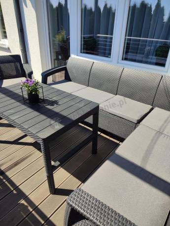 Zestaw dla 8 osób z narożnikiem, stołem podnoszonym i dwoma fotelami Relly VI grafit