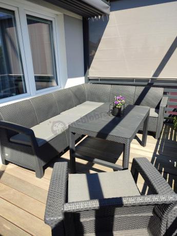 Zestaw dla 8 osób z narożnikiem, stołem podnoszonym i dwoma fotelami Relly VI grafit