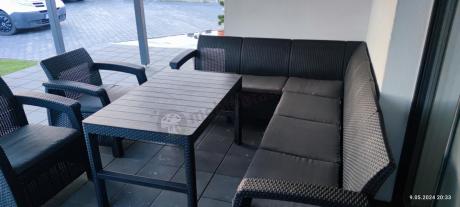 Zestaw dla 8 osób z narożnikiem, stołem podnoszonym i dwoma fotelami Relly VI grafit