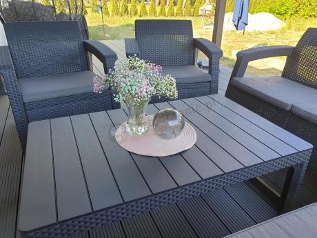 Zestaw dla 8 osób z narożnikiem, stołem podnoszonym i dwoma fotelami Relly VI grafit