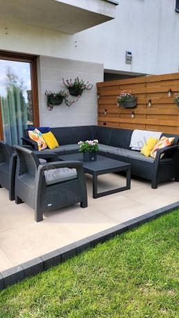 Zestaw dla 8 osób z narożnikiem, stołem podnoszonym i dwoma fotelami Relly VI grafit